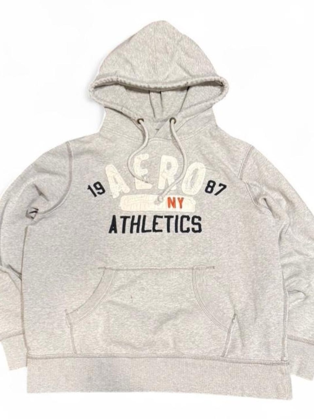 Y2K Aeropostale 87 Distressed Surfwear Graphic Grey Hoodie